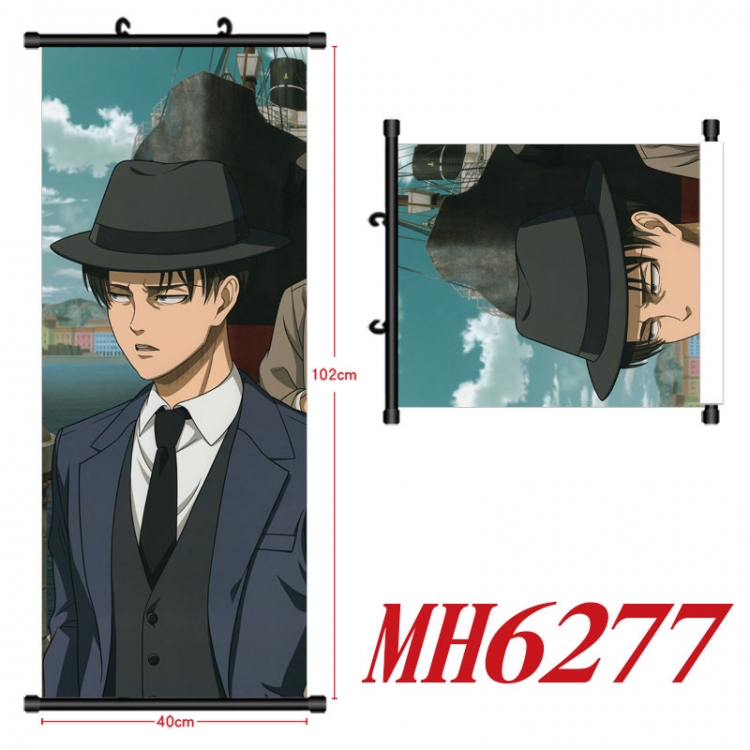 Shingeki no Kyojin Anime black Plastic rod Cloth painting Wall Scroll 40X102CM  MH6277