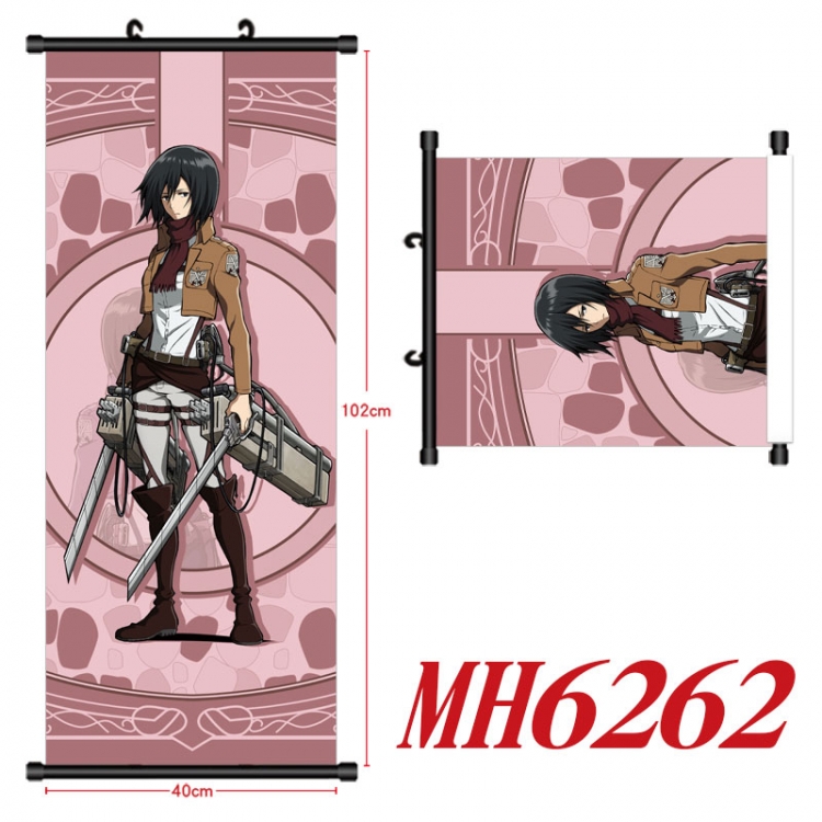 Shingeki no Kyojin Anime black Plastic rod Cloth painting Wall Scroll 40X102CM MH6262