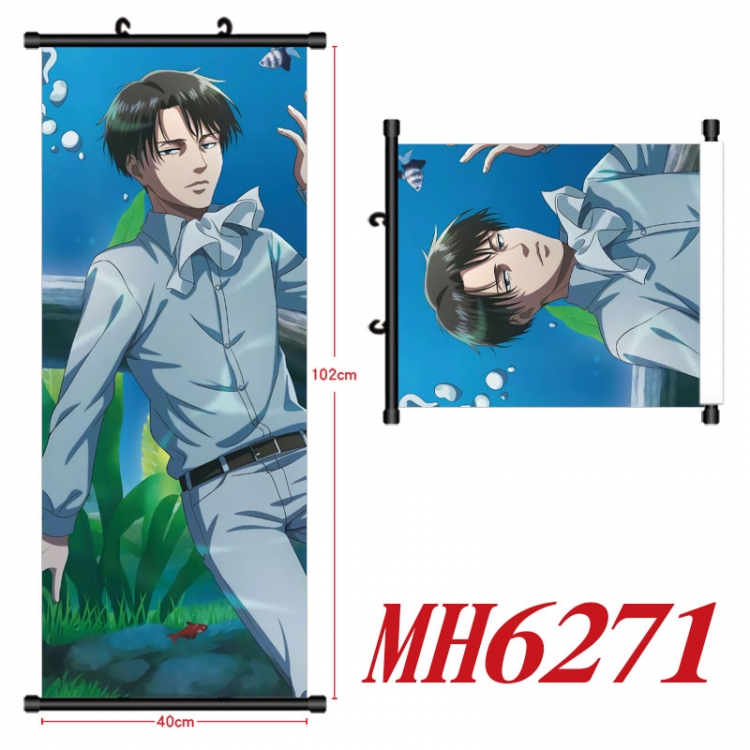 Shingeki no Kyojin Anime black Plastic rod Cloth painting Wall Scroll 40X102CM MH6271