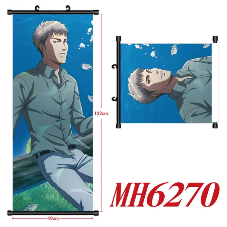 Shingeki no Kyojin Anime black Plastic rod Cloth painting Wall Scroll 40X102CM MH6270