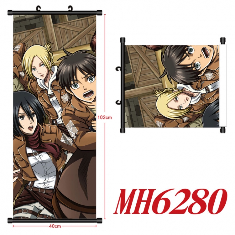 Shingeki no Kyojin Anime black Plastic rod Cloth painting Wall Scroll 40X102CM MH6280