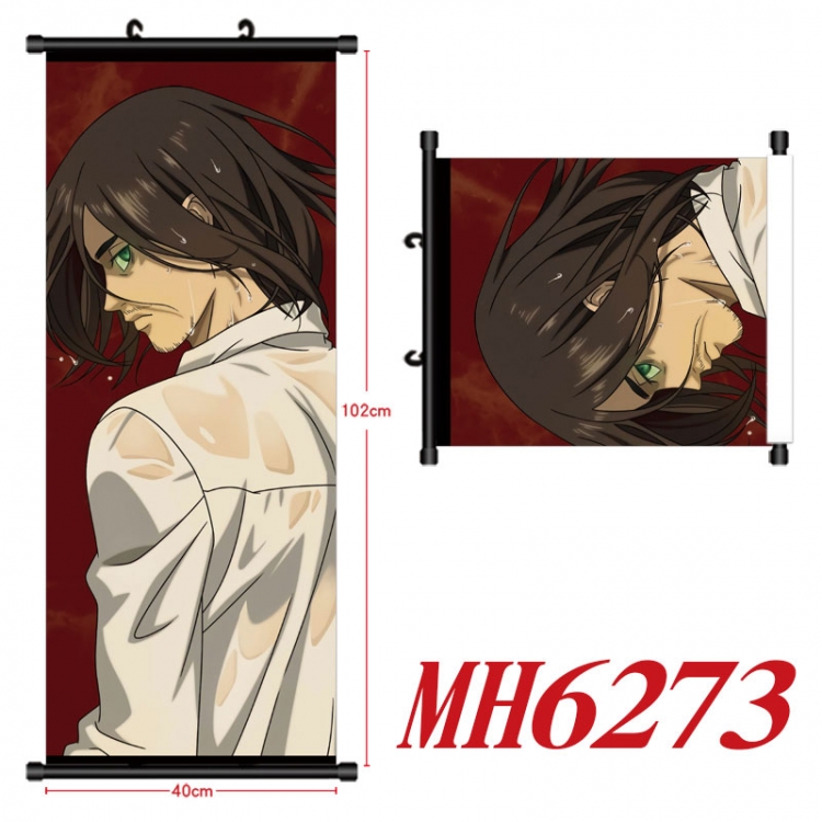 Shingeki no Kyojin Anime black Plastic rod Cloth painting Wall Scroll 40X102CM  MH6273
