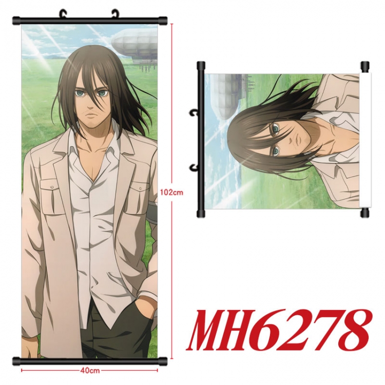 Shingeki no Kyojin Anime black Plastic rod Cloth painting Wall Scroll 40X102CM MH6278