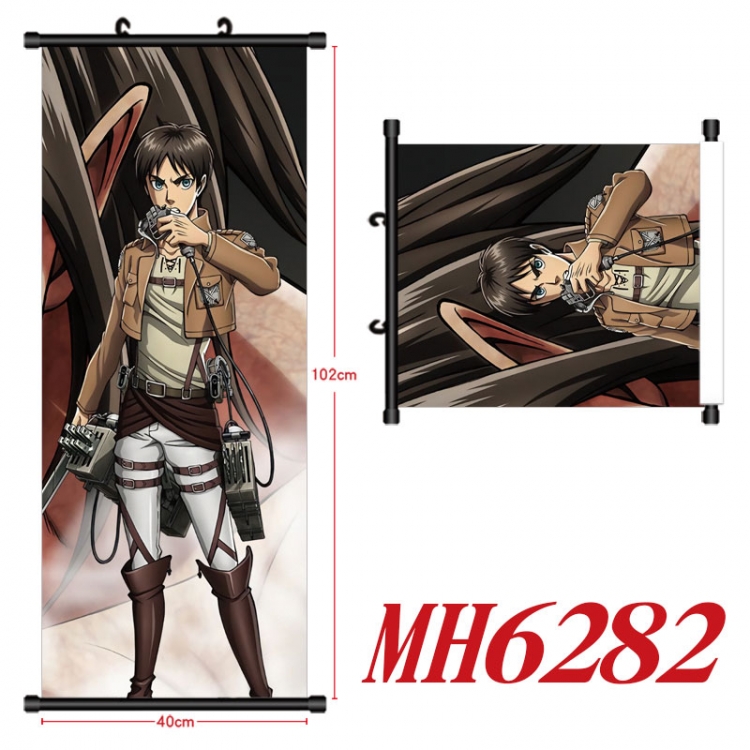 Shingeki no Kyojin Anime black Plastic rod Cloth painting Wall Scroll 40X102CM MH6282