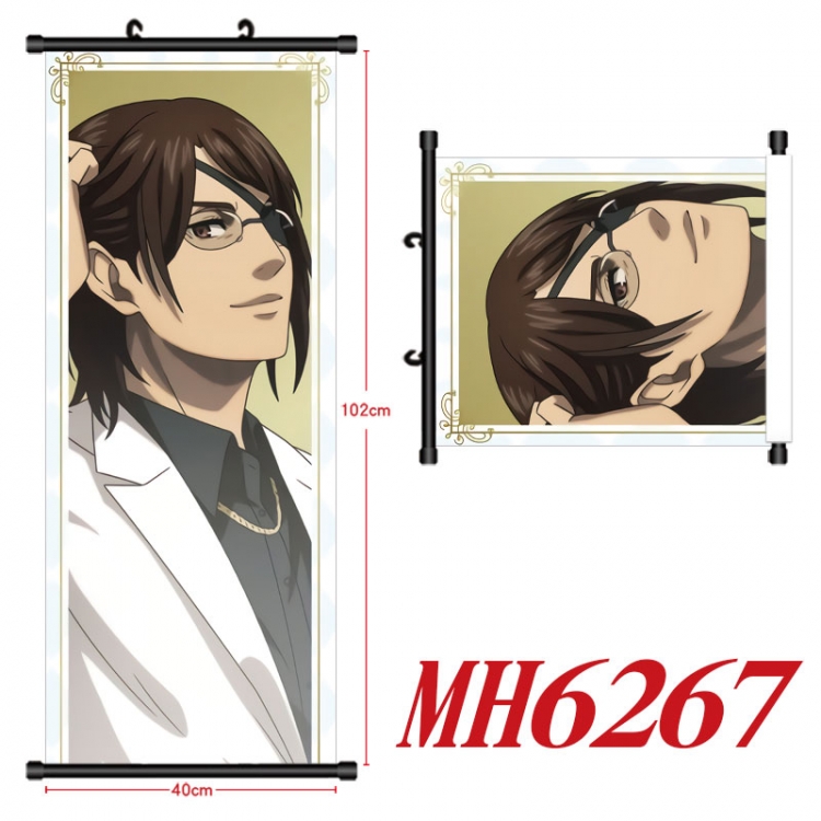 Shingeki no Kyojin Anime black Plastic rod Cloth painting Wall Scroll 40X102CM MH6267