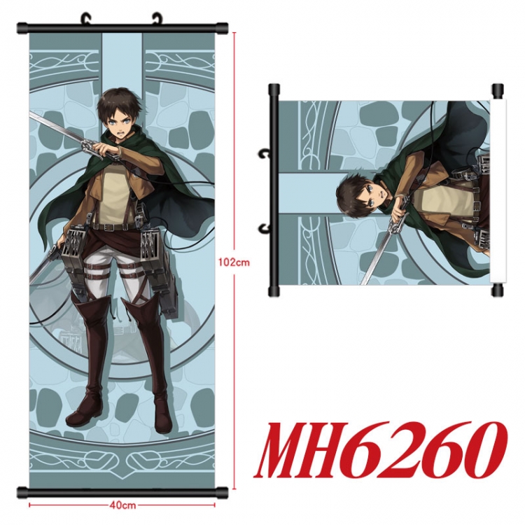 Shingeki no Kyojin Anime black Plastic rod Cloth painting Wall Scroll 40X102CM