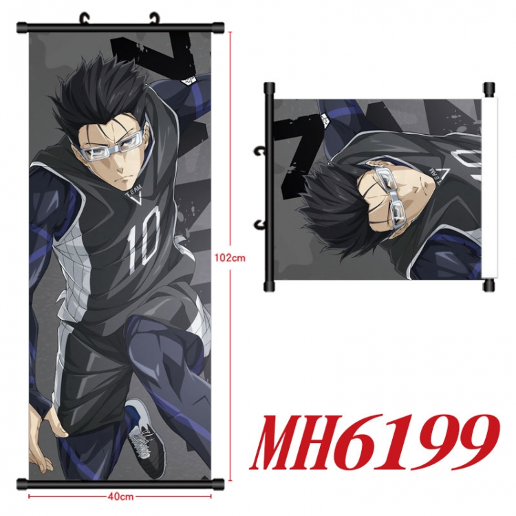 BLUE LOCK Anime black Plastic rod Cloth painting Wall Scroll 40X102CM  MH6199