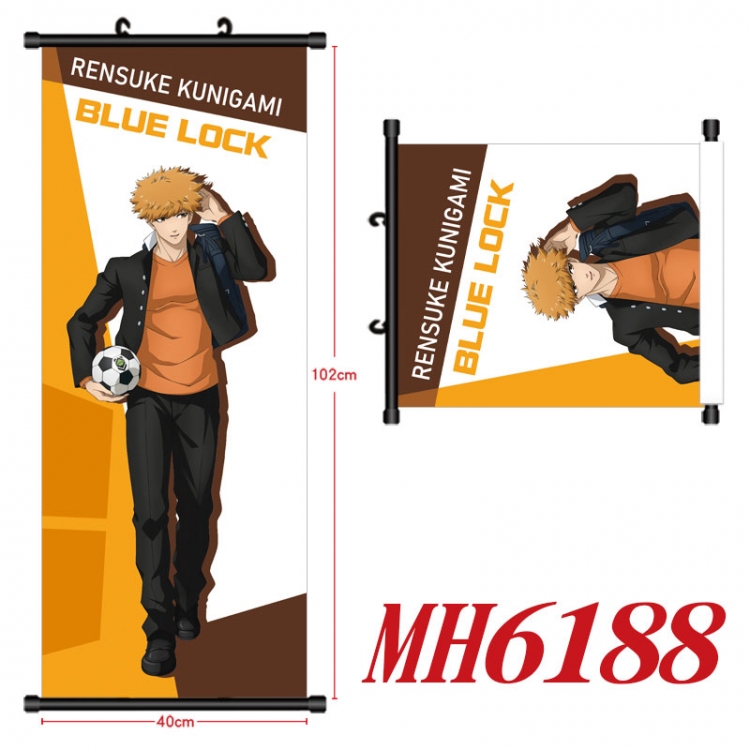 BLUE LOCK Anime black Plastic rod Cloth painting Wall Scroll 40X102CM  MH6188