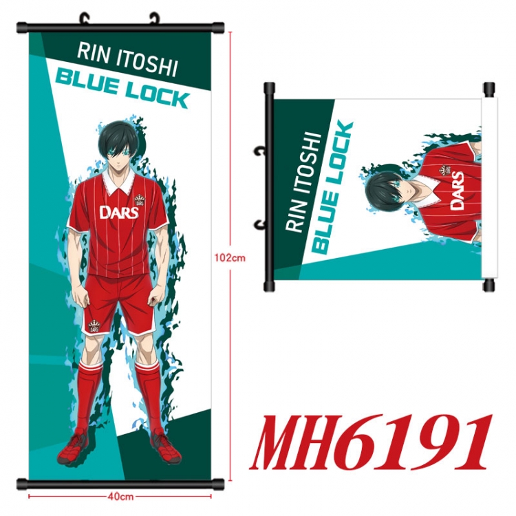 BLUE LOCK Anime black Plastic rod Cloth painting Wall Scroll 40X102CM MH6191