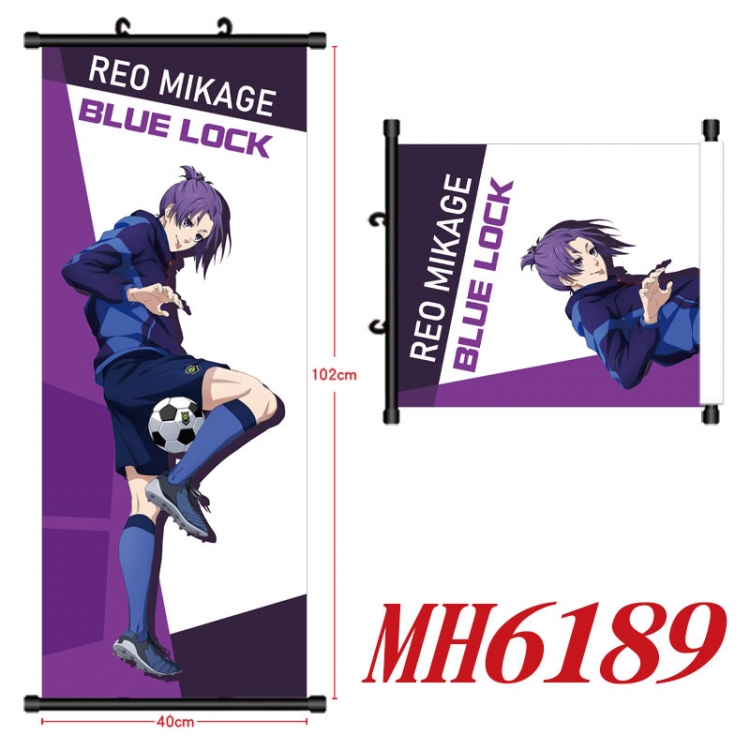BLUE LOCK Anime black Plastic rod Cloth painting Wall Scroll 40X102CM MH6189