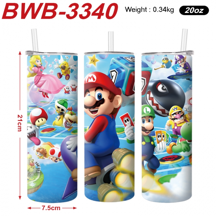 Super Mario Anime printing insulation cup straw cup 21X7.5CM BWB-3340A