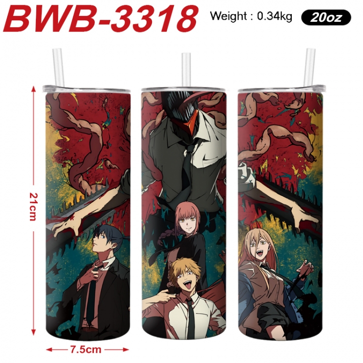 Chainsaw man Anime printing insulation cup straw cup 21X7.5CM  BWB-3318A