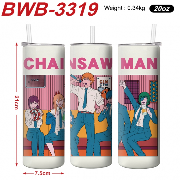 Chainsaw man Anime printing insulation cup straw cup 21X7.5CM  BWB-3319A