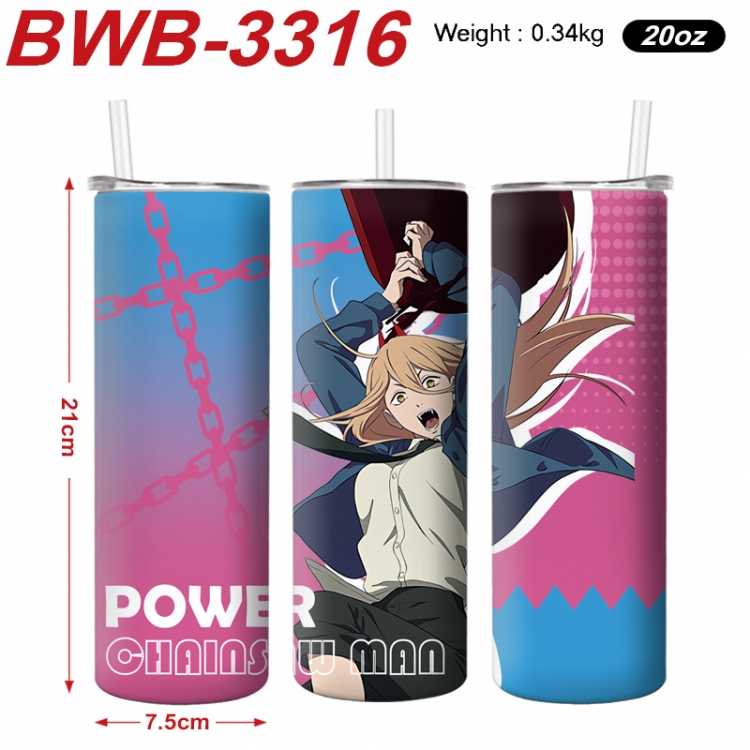 Chainsaw man Anime printing insulation cup straw cup 21X7.5CM BWB-3316A