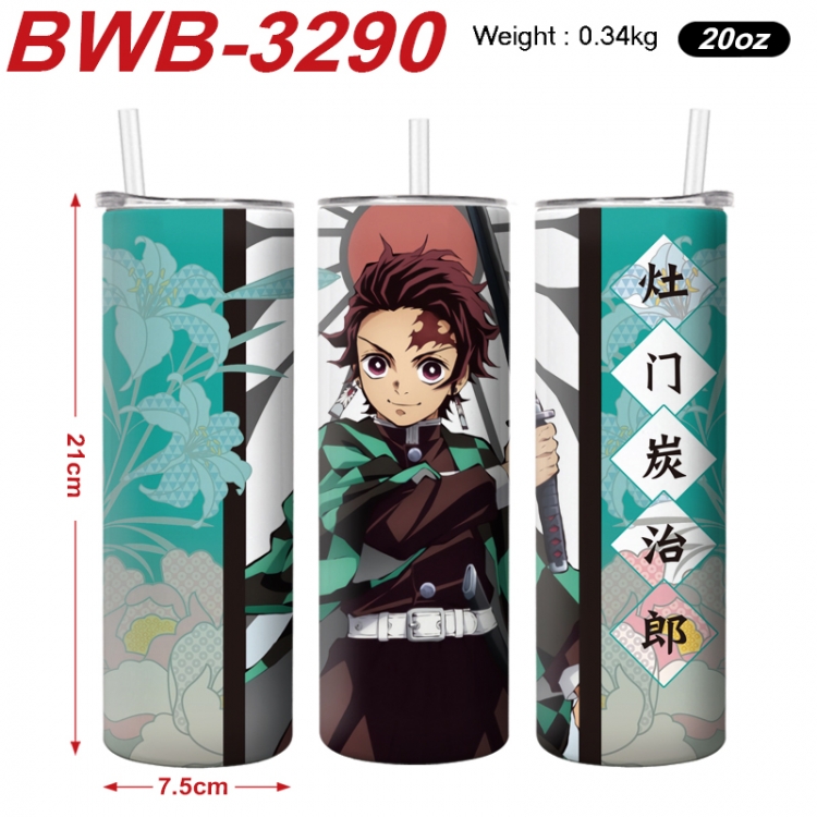 Demon Slayer Kimets Anime printing insulation cup straw cup 21X7.5CM  BWB-3290A