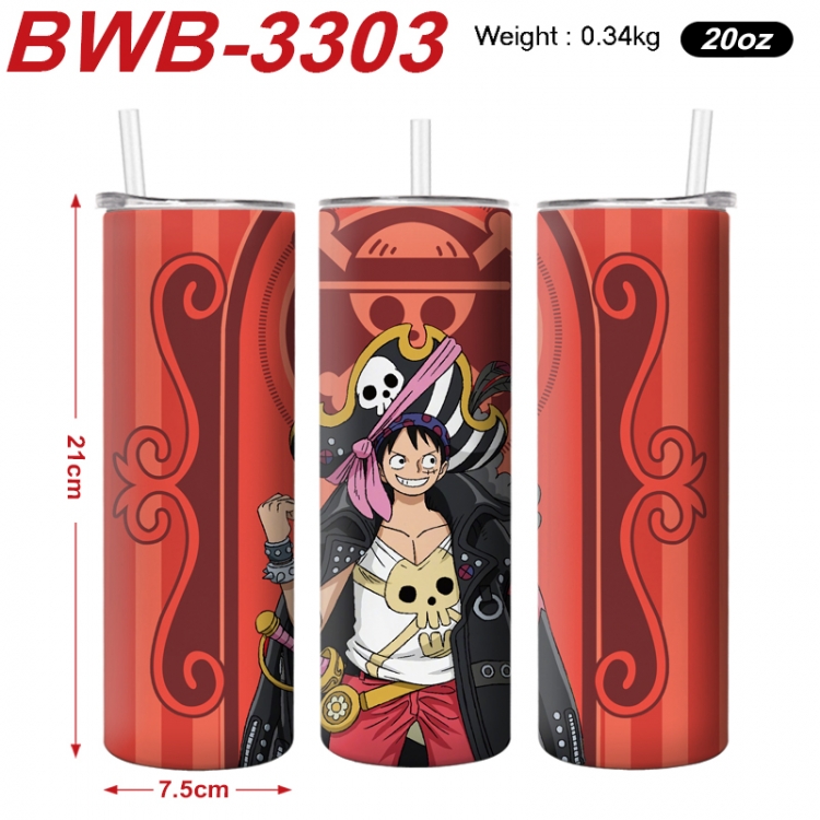 One Piece Anime printing insulation cup straw cup 21X7.5CM BWB-3303A