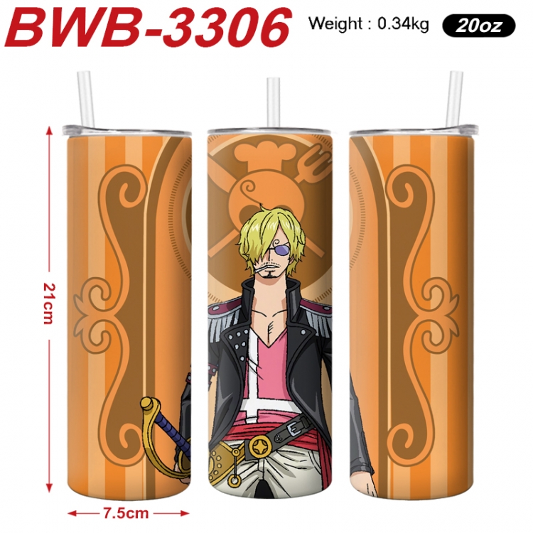 One Piece Anime printing insulation cup straw cup 21X7.5CM BWB-3306A