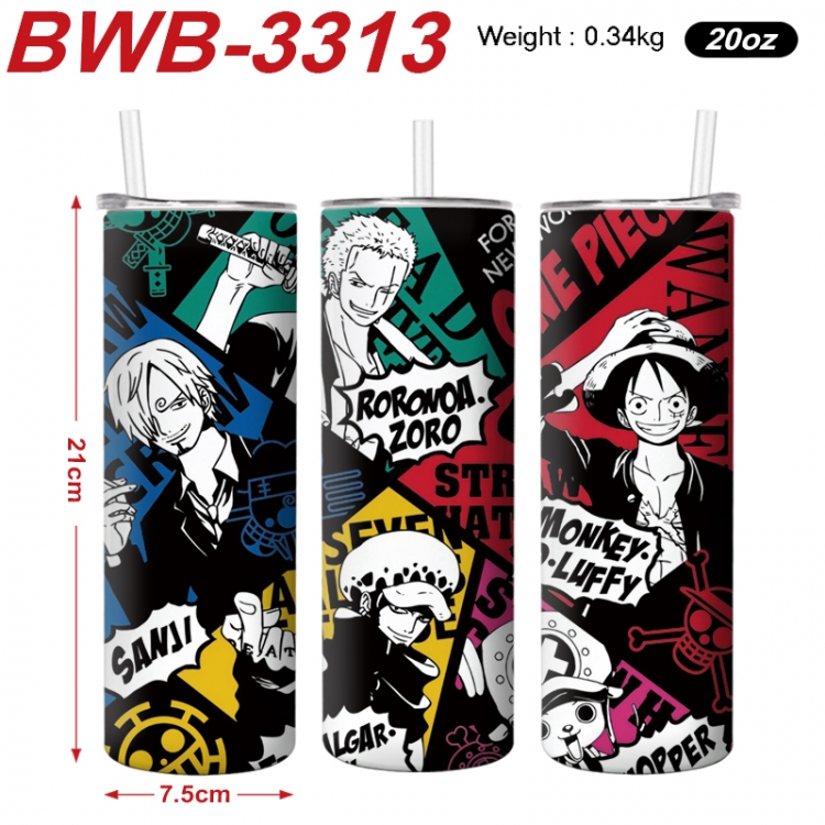One Piece Anime printing insulation cup straw cup 21X7.5CM BWB-3313A