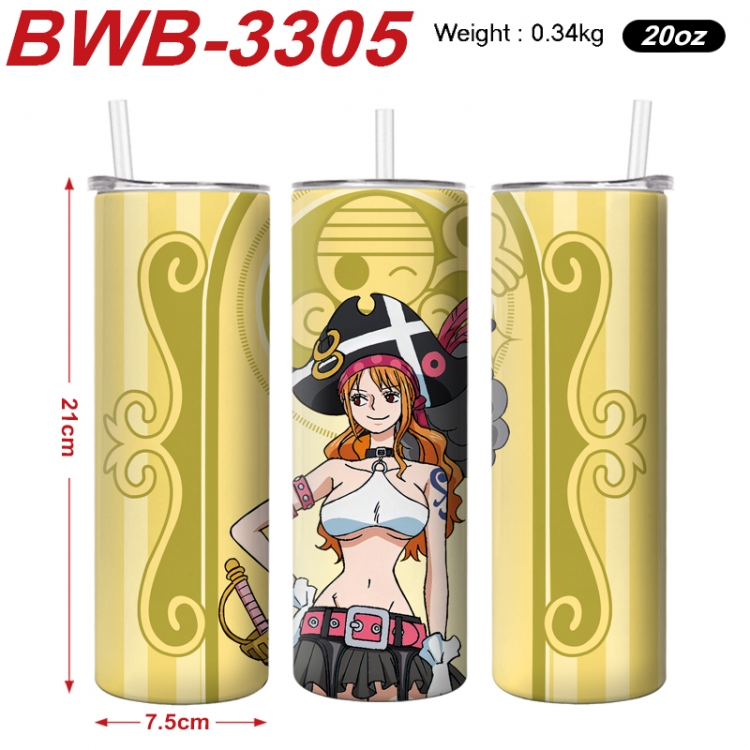 One Piece Anime printing insulation cup straw cup 21X7.5CM  BWB-3305A