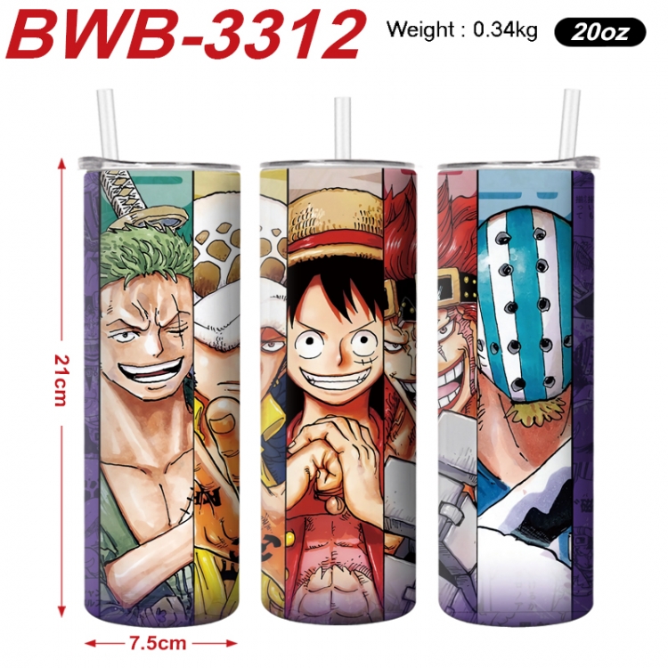 One Piece Anime printing insulation cup straw cup 21X7.5CM BWB-3312A