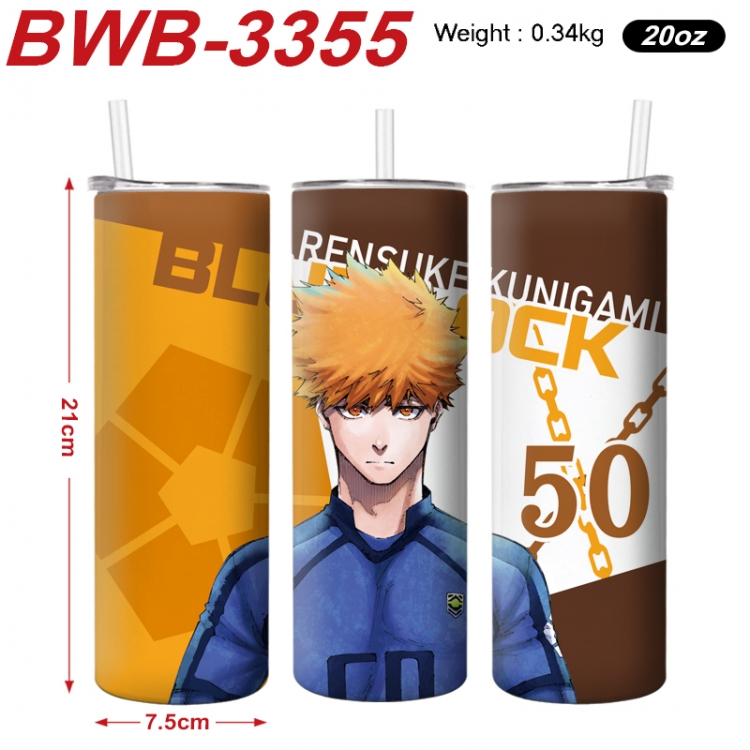 BLUE LOCK  Anime printing insulation cup straw cup 21X7.5CM BWB-3355A