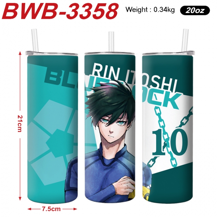 BLUE LOCK  Anime printing insulation cup straw cup 21X7.5CM BWB-3358A