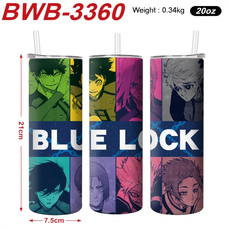 BLUE LOCK  Anime printing insulation cup straw cup 21X7.5CM  BWB-3360A
