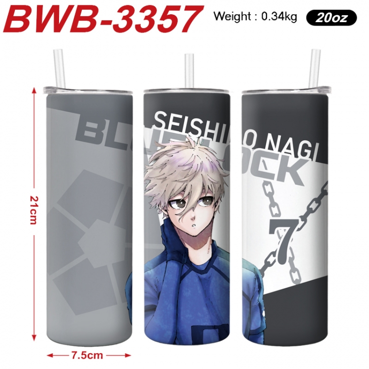 BLUE LOCK  Anime printing insulation cup straw cup 21X7.5CM BWB-3357A