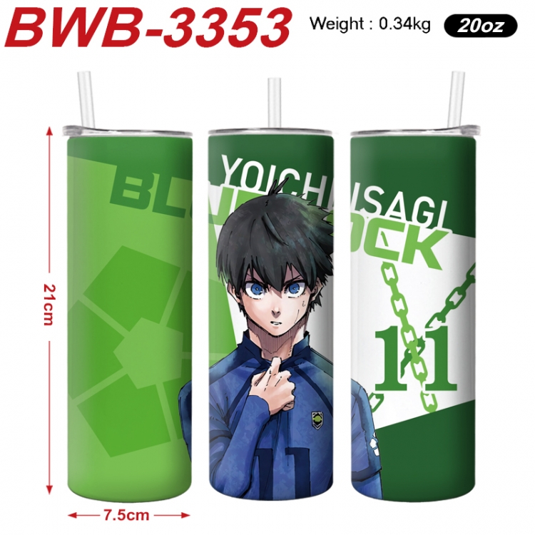 BLUE LOCK  Anime printing insulation cup straw cup 21X7.5CM BWB-3353A