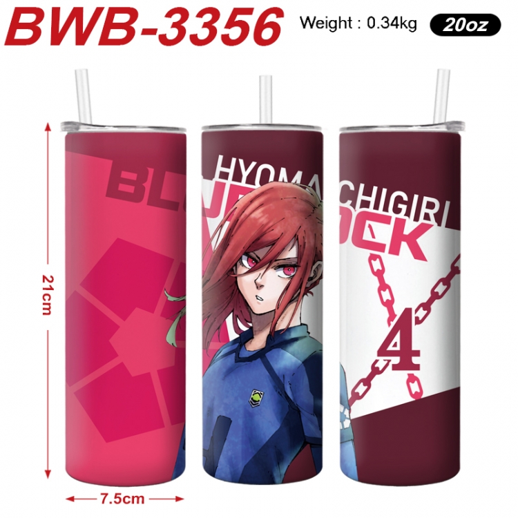 BLUE LOCK  Anime printing insulation cup straw cup 21X7.5CM BWB-3356A