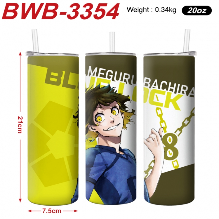 BLUE LOCK  Anime printing insulation cup straw cup 21X7.5CM BWB-3354A