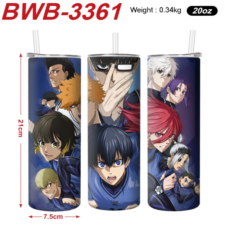 BLUE LOCK  Anime printing insulation cup straw cup 21X7.5CM BWB-3361A