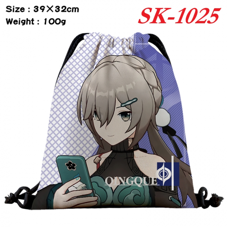 Honkai: Star Rail cartoon Waterproof Nylon Full Color Drawstring Pocket 39x32cm  SK-1025