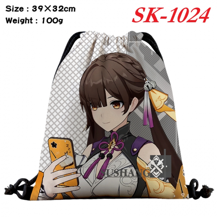 Honkai: Star Rail cartoon Waterproof Nylon Full Color Drawstring Pocket 39x32cm  SK-1024