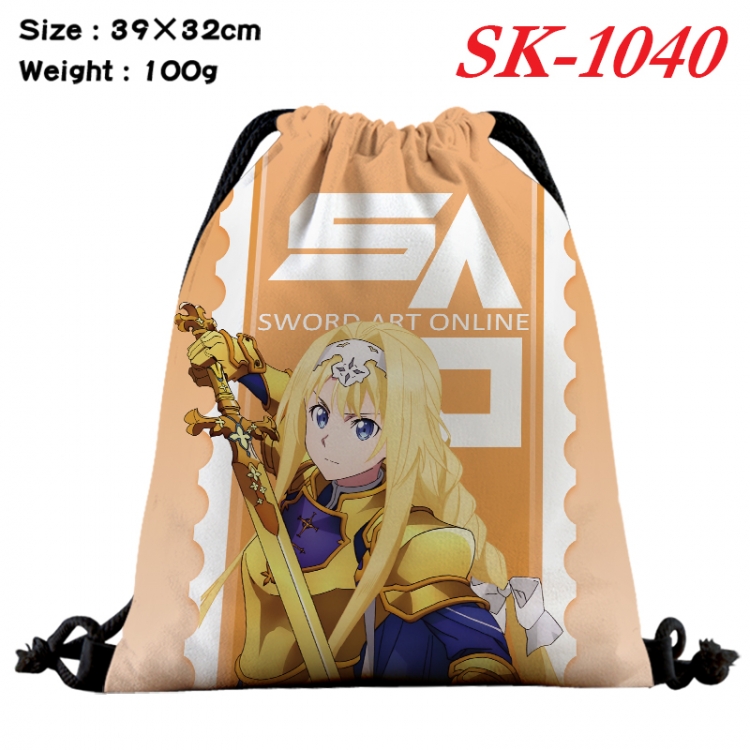 Sword Art Online cartoon Waterproof Nylon Full Color Drawstring Pocket 39x32cm SK-1040