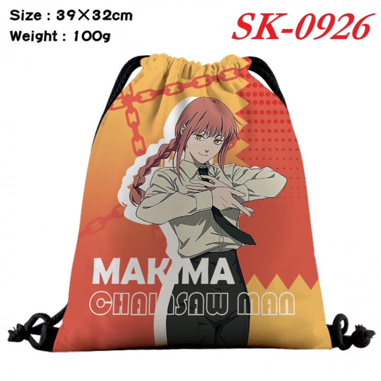 Chainsaw man cartoon Waterproof Nylon Full Color Drawstring Pocket 39x32cm SK-0926