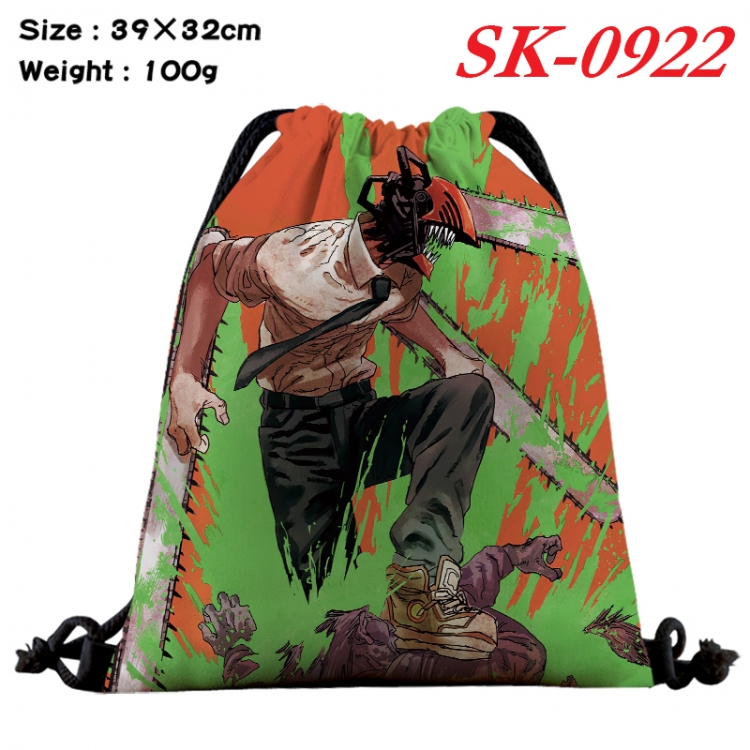 Chainsaw man cartoon Waterproof Nylon Full Color Drawstring Pocket 39x32cm SK-0922