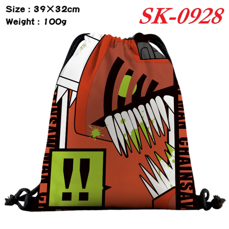 Chainsaw man cartoon Waterproof Nylon Full Color Drawstring Pocket 39x32cm  SK-0928