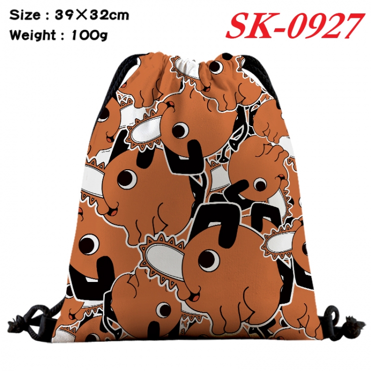 Chainsaw man cartoon Waterproof Nylon Full Color Drawstring Pocket 39x32cm  SK-0927