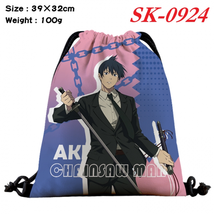 Chainsaw man cartoon Waterproof Nylon Full Color Drawstring Pocket 39x32cm SK-0924