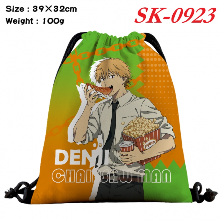 Chainsaw man cartoon Waterproof Nylon Full Color Drawstring Pocket 39x32cm SK-0923