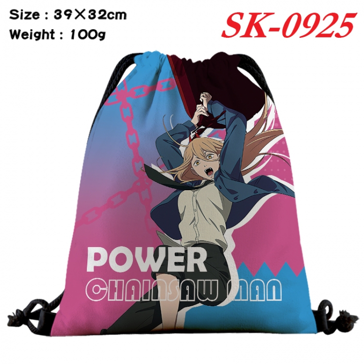 Chainsaw man cartoon Waterproof Nylon Full Color Drawstring Pocket 39x32cm SK-0925