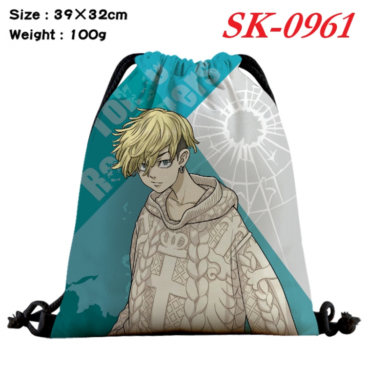 Tokyo Revengers cartoon Waterproof Nylon Full Color Drawstring Pocket 39x32cm SK-0961