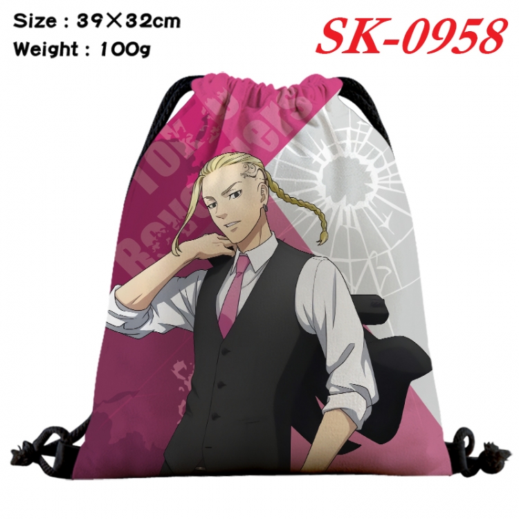 Tokyo Revengers cartoon Waterproof Nylon Full Color Drawstring Pocket 39x32cm SK-0958