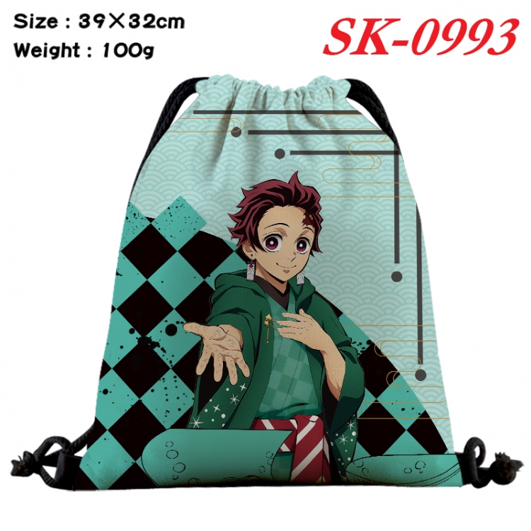 Demon Slayer Kimets cartoon Waterproof Nylon Full Color Drawstring Pocket 39x32cm SK-0993