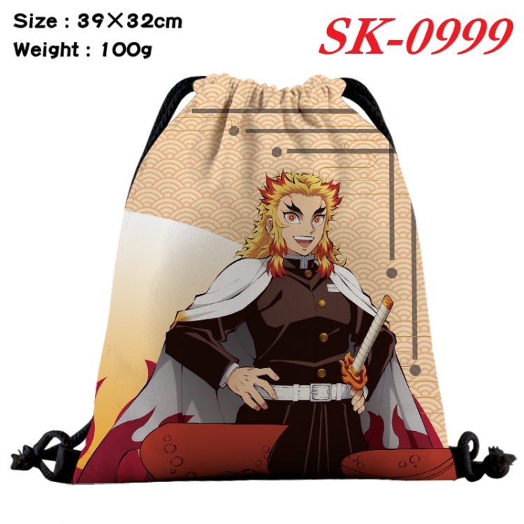 Demon Slayer Kimets cartoon Waterproof Nylon Full Color Drawstring Pocket 39x32cm SK-0999