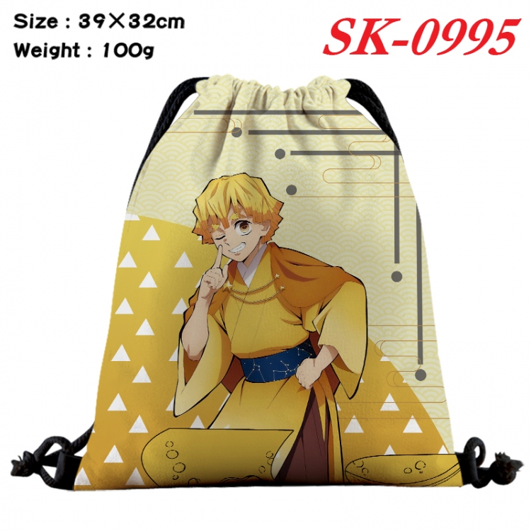 Demon Slayer Kimets cartoon Waterproof Nylon Full Color Drawstring Pocket 39x32cm SK-0995