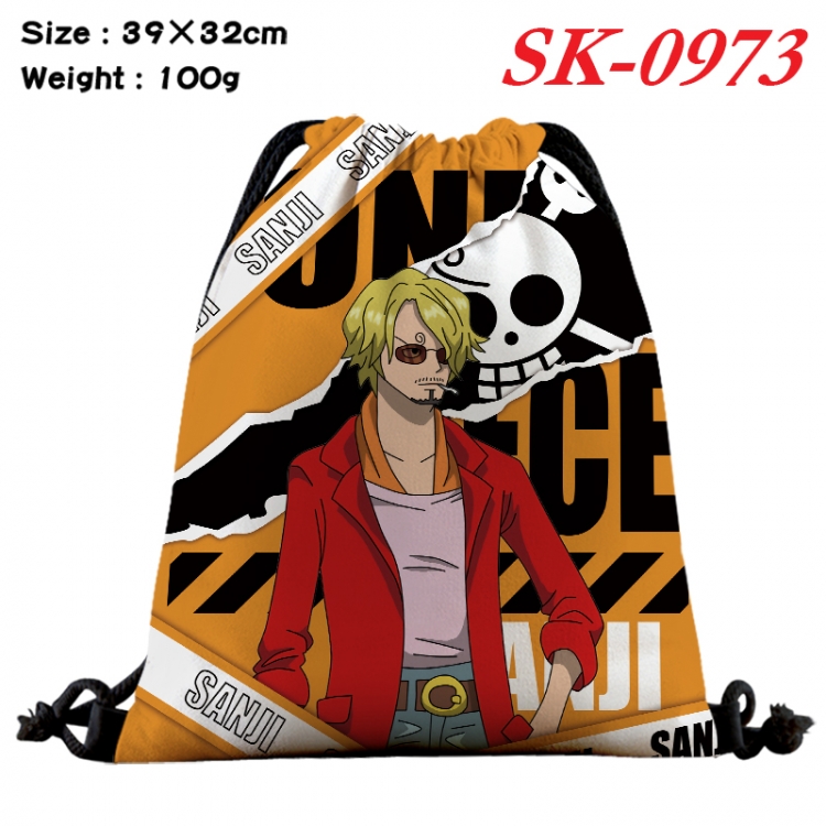 One Piece cartoon Waterproof Nylon Full Color Drawstring Pocket 39x32cm  SK-0973