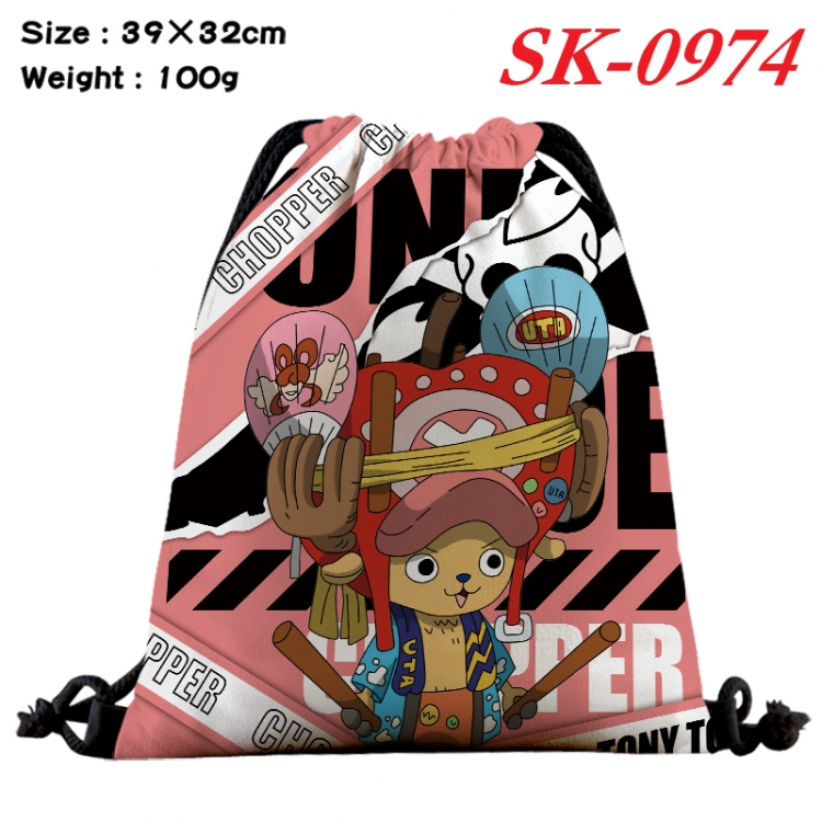 One Piece cartoon Waterproof Nylon Full Color Drawstring Pocket 39x32cm  SK-0974
