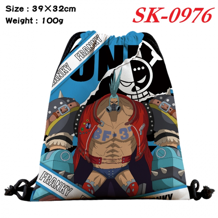 One Piece cartoon Waterproof Nylon Full Color Drawstring Pocket 39x32cm  SK-0976